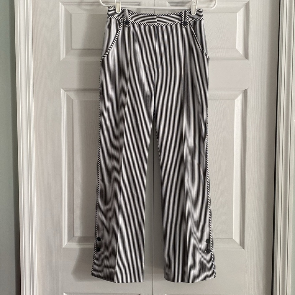 Jonathan Simkhai Blue/Ivory Striped Pants - Size 4